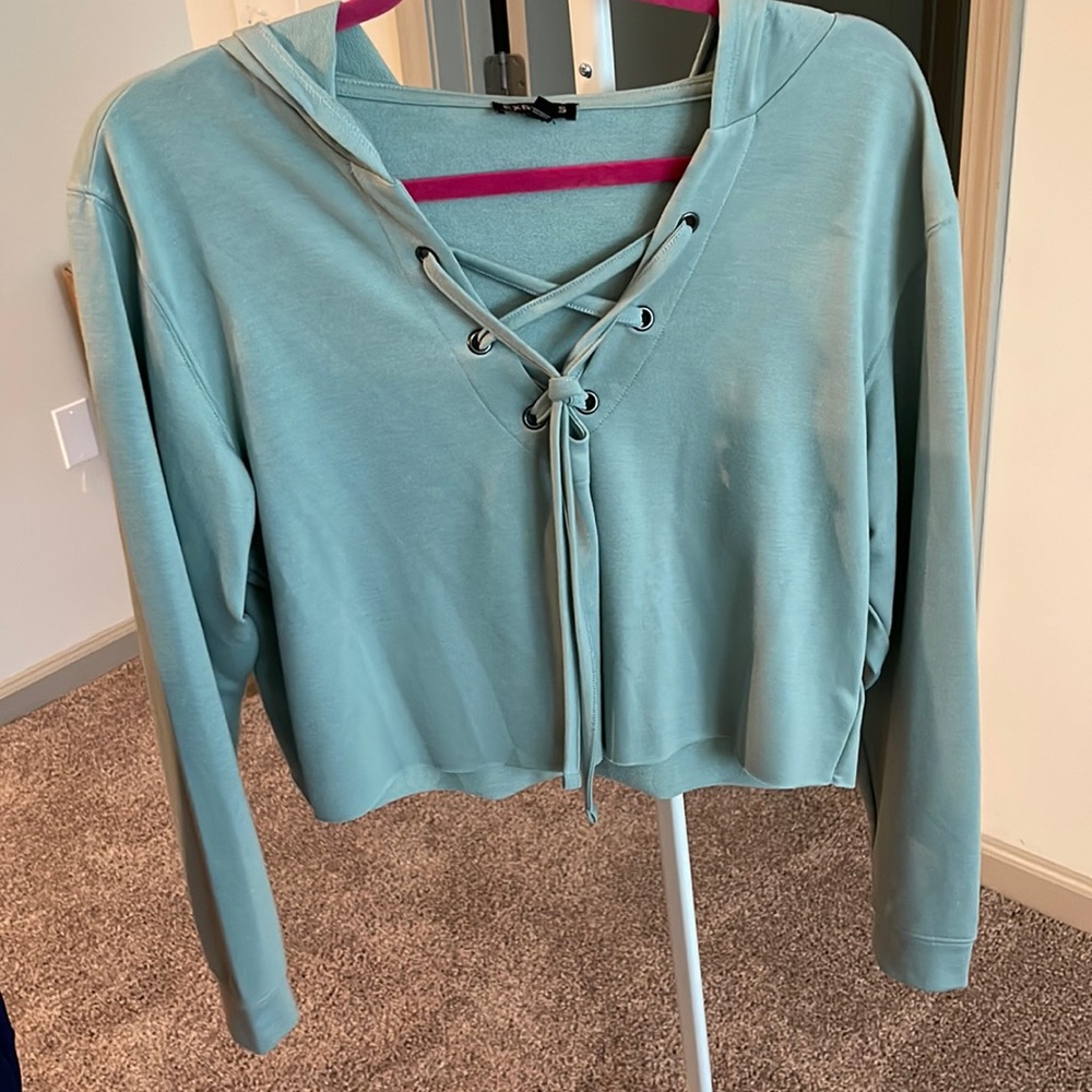 Express Cropped Hoodie Pullover - image 1